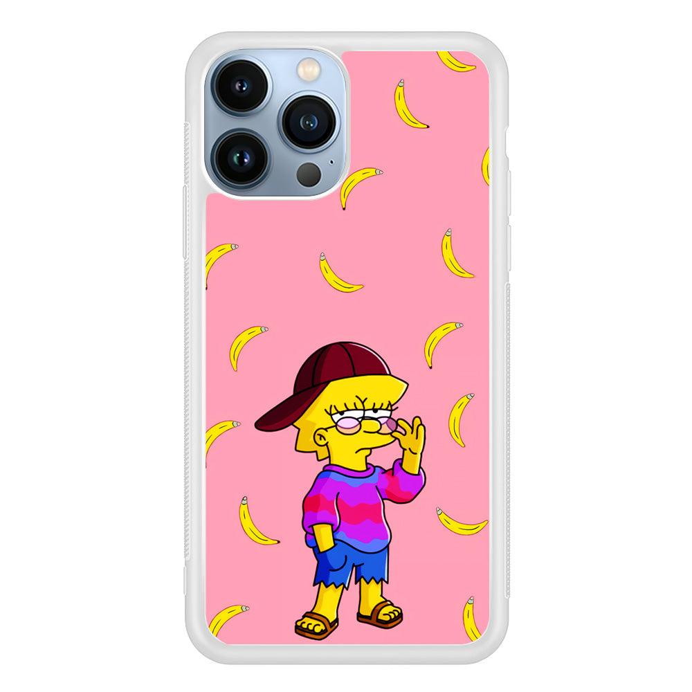 Lisa Simpson Banana iPhone 13 Pro Case-Rubber / White (2D Case)-Xtracase