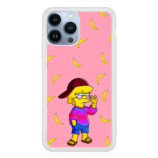 Lisa Simpson Banana iPhone 13 Pro Case-Rubber / White (2D Case)-Xtracase