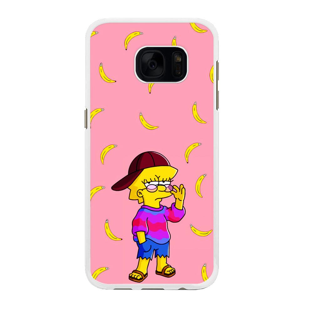 Lisa Simpson Banana Samsung Galaxy S7 Edge Case-Rubber / White (2D Case)-Xtracase