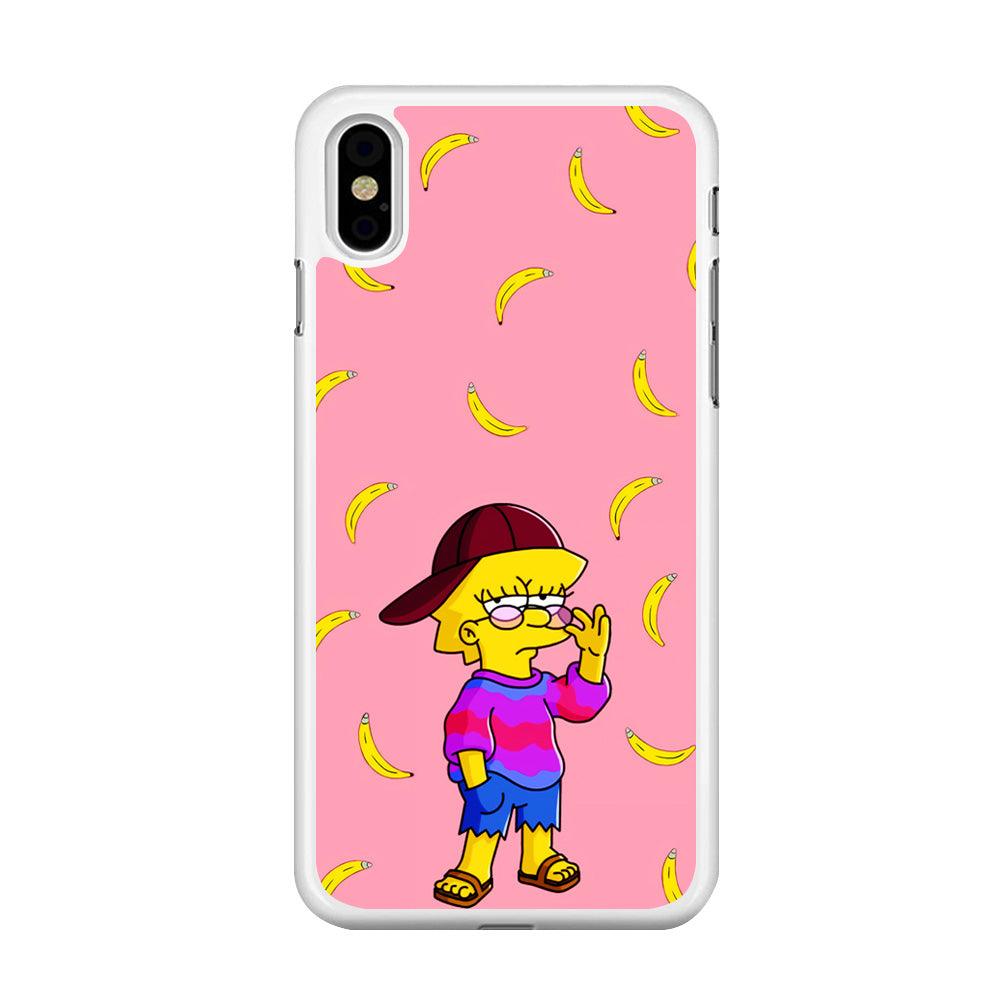 Lisa Simpson Banana iPhone X Case-Rubber / White (2D Case)-Xtracase