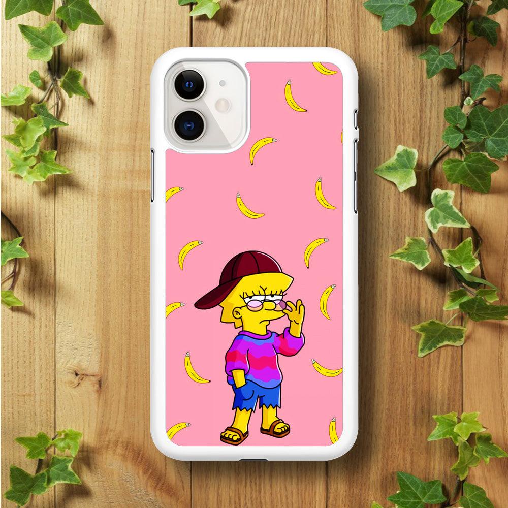 Lisa Simpson Banana iPhone 11 Case-Rubber / White (2D Case)-Xtracase