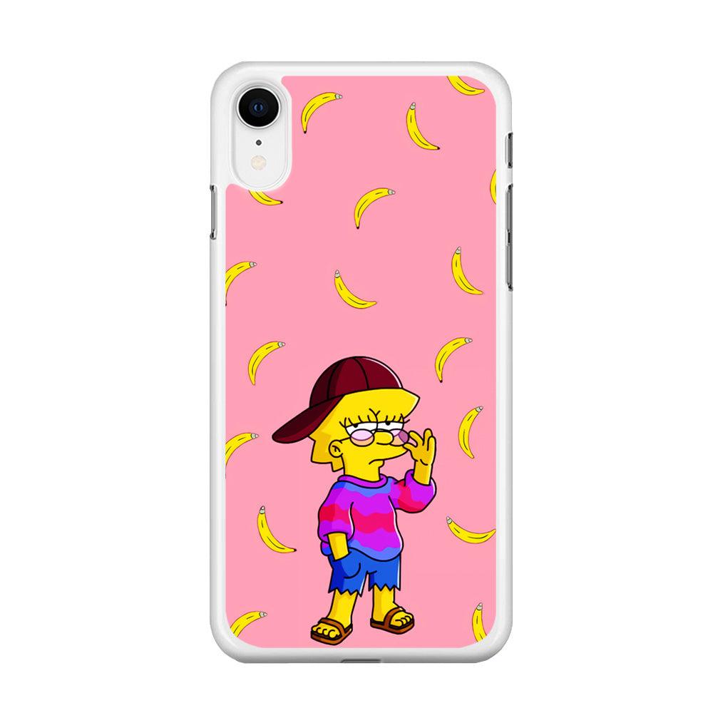 Lisa Simpson Banana iPhone XR Case-Rubber / White (2D Case)-Xtracase