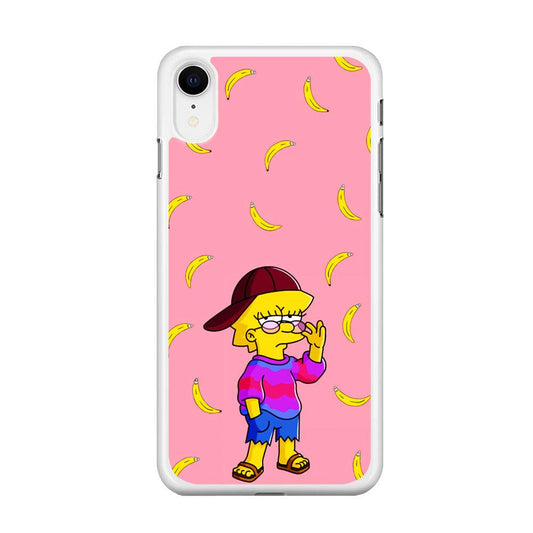 Lisa Simpson Banana iPhone XR Case-Rubber / White (2D Case)-Xtracase