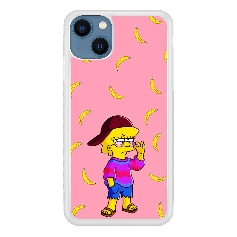 Lisa Simpson Banana iPhone 13 Mini Case-Rubber / White (2D Case)-Xtracase