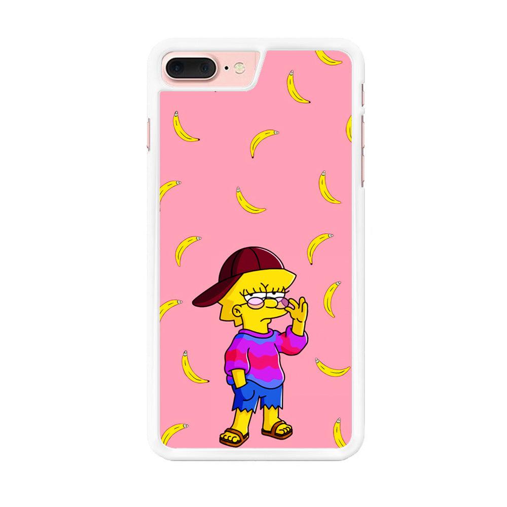 Lisa Simpson Banana iPhone 8 Plus Case-Rubber / White (2D Case)-Xtracase