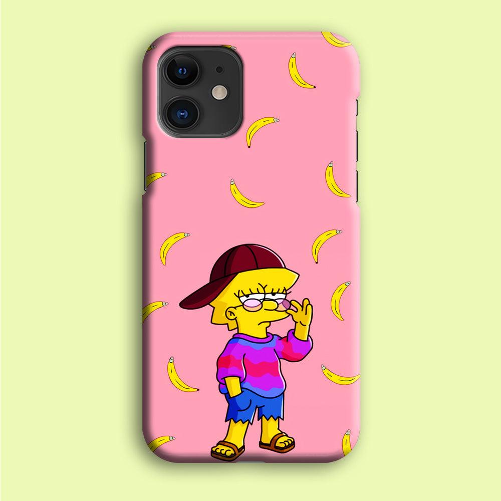 Lisa Simpson Banana iPhone 12 Mini Case-Plastic / Full Wrap (3D Case)-Xtracase
