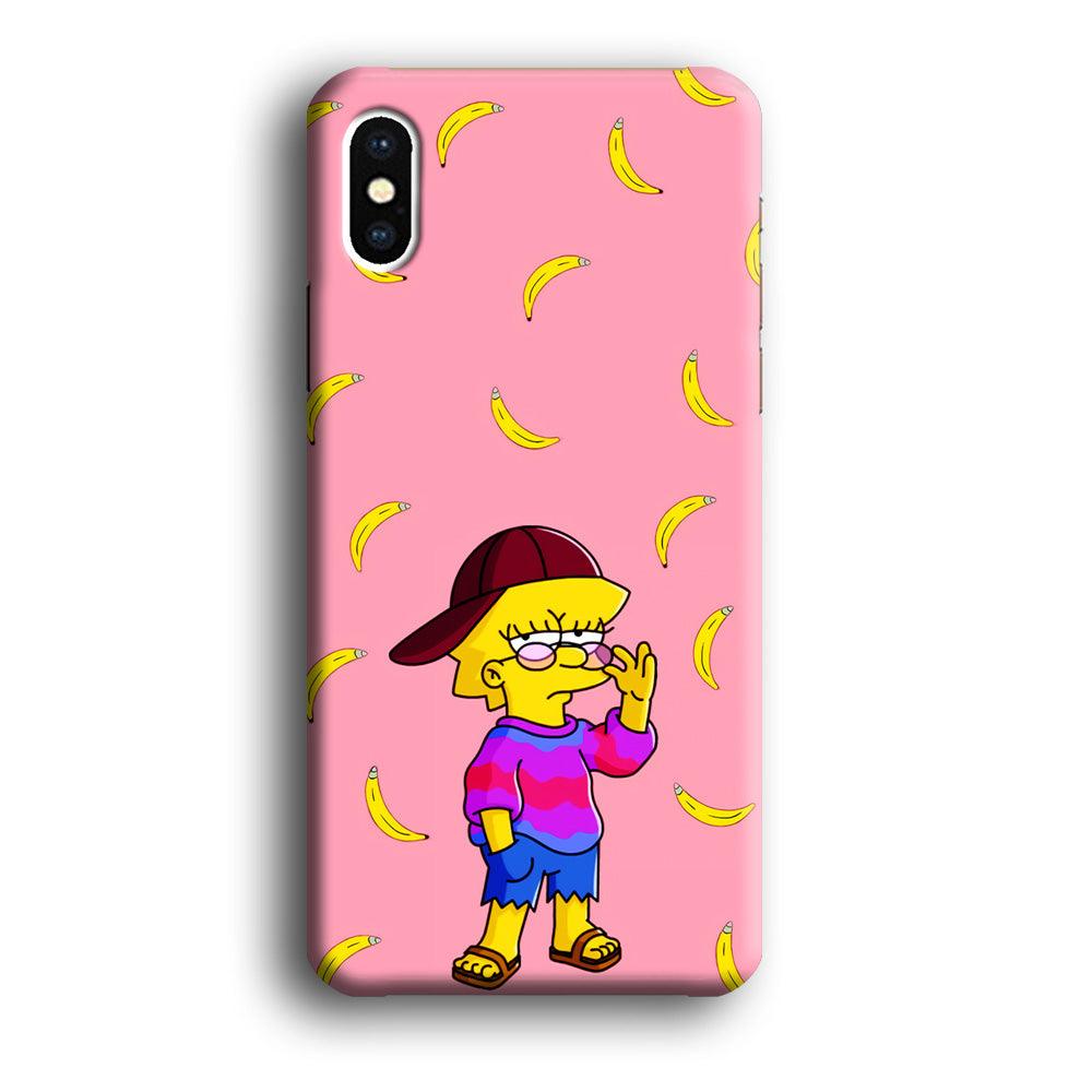Lisa Simpson Banana iPhone X Case-Plastic / Full Wrap (3D Case)-Xtracase