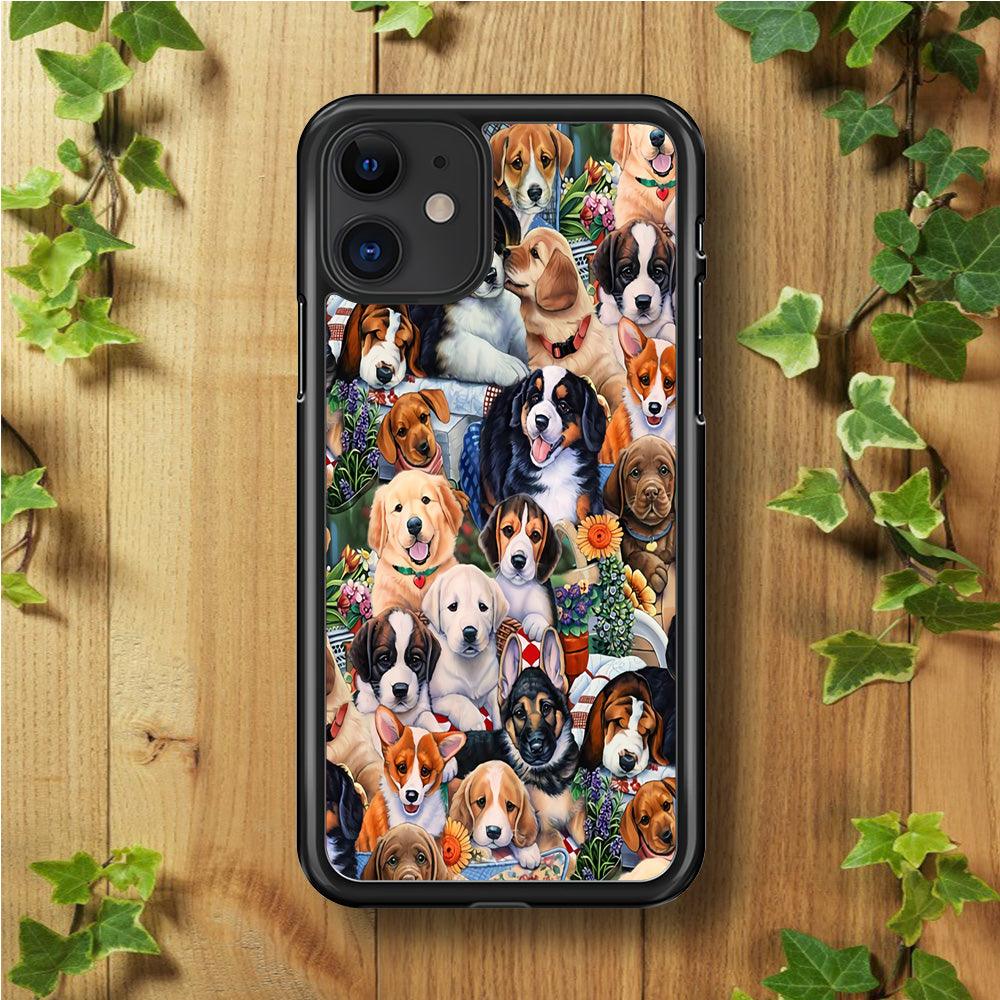 Lots of Cute Dogs iPhone 11 Case-Rubber / Black (2D Case)-Xtracase