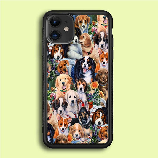 Lots of Cute Dogs iPhone 12 Case-Rubber / Black (2D Case)-Xtracase