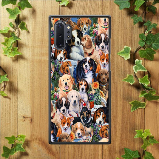 Lots of Cute Dogs Samsung Galaxy Note 10 Plus Case-Rubber / White (2D Case)-Xtracase