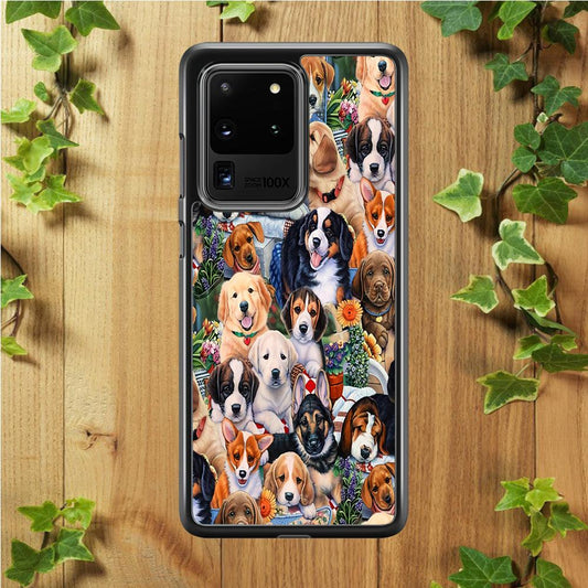 Lots of Cute Dogs Samsung Galaxy S20 Ultra Case-Rubber / White (2D Case)-Xtracase