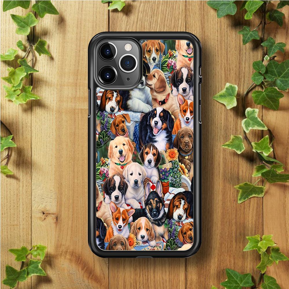 Lots of Cute Dogs iPhone 11 Pro Max Case-Rubber / Black (2D Case)-Xtracase