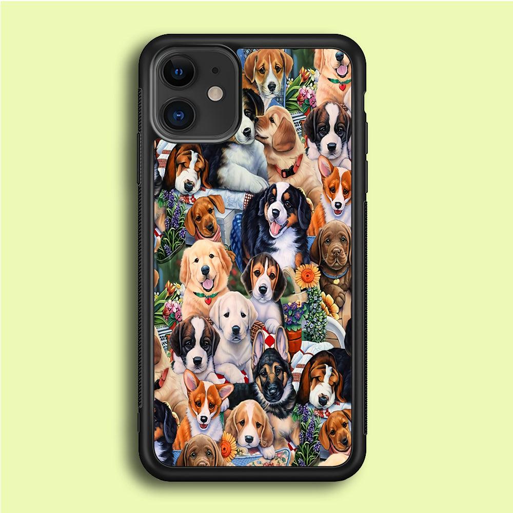Lots of Cute Dogs iPhone 12 Mini Case-Rubber / Black (2D Case)-Xtracase