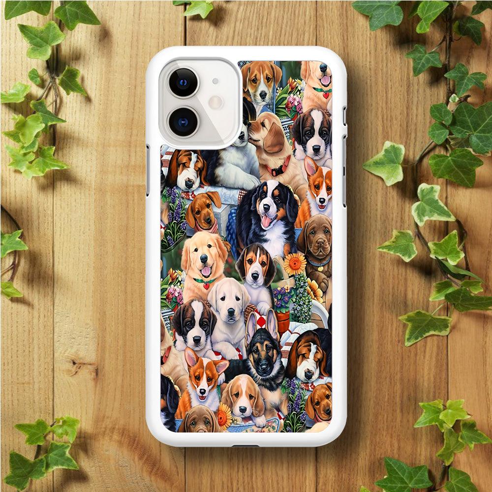 Lots of Cute Dogs iPhone 11 Case-Rubber / White (2D Case)-Xtracase