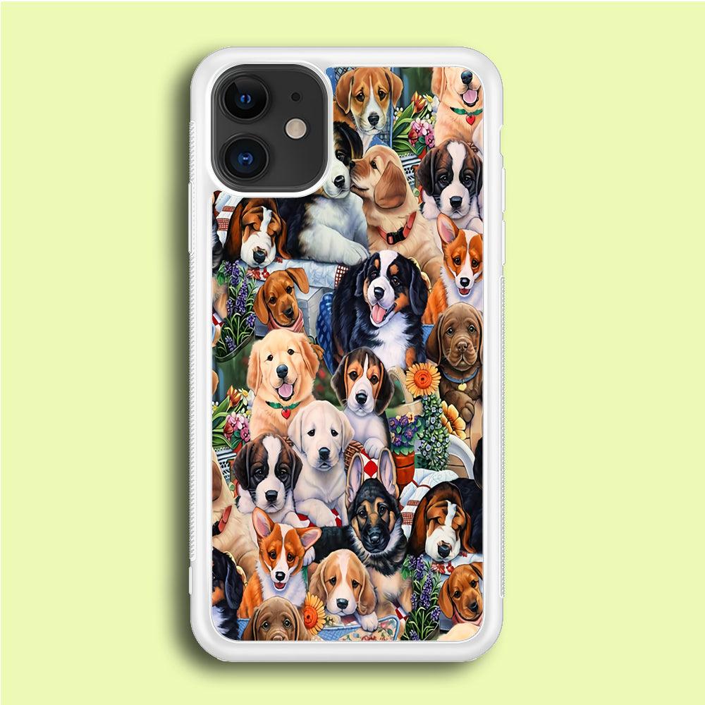 Lots of Cute Dogs iPhone 12 Mini Case-Rubber / White (2D Case)-Xtracase