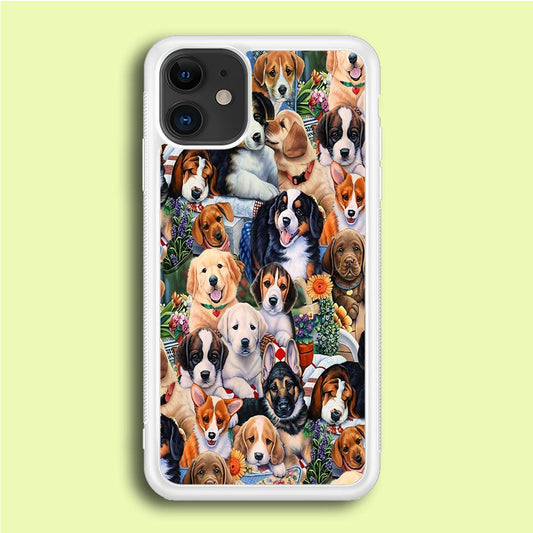 Lots of Cute Dogs iPhone 12 Mini Case-Rubber / White (2D Case)-Xtracase