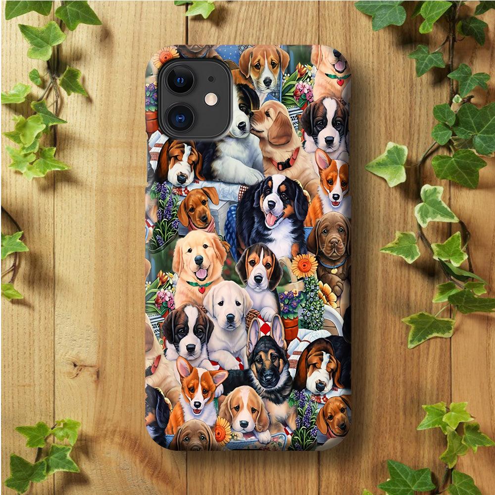 Lots of Cute Dogs iPhone 11 Case-Plastic / Full Wrap (3D Case)-Xtracase