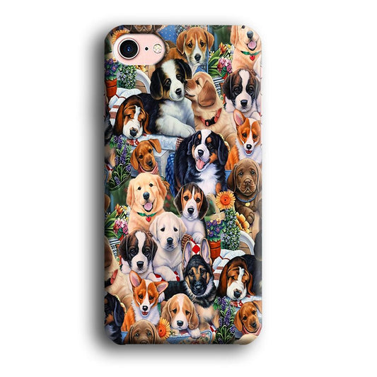 Lots of Cute Dogs iPhone 8 Case-Plastic / Full Wrap (3D Case)-Xtracase