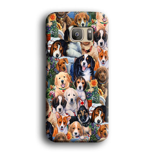 Lots of Cute Dogs Samsung Galaxy S7 Edge Case-Plastic / Full Wrap (3D Case)-Xtracase