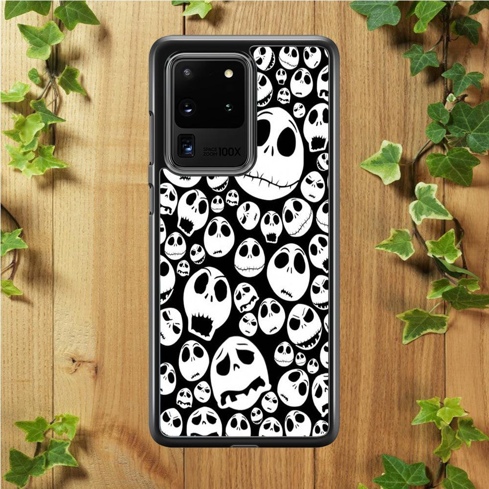 Lots of Face Doodle Samsung Galaxy S20 Ultra Case-Rubber / White (2D Case)-Xtracase