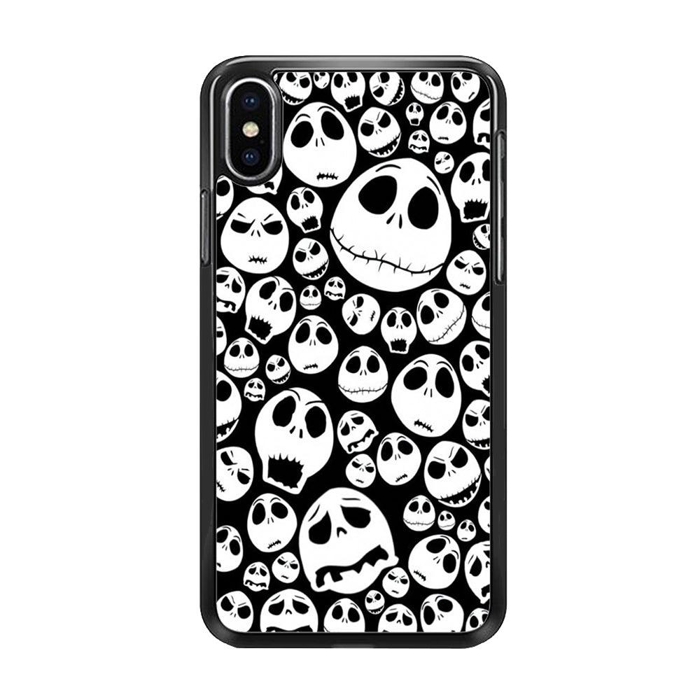 Lots of Face Doodle iPhone Xs Max Case-Rubber / Black (2D Case)-Xtracase