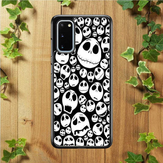 Lots of Face Doodle Samsung Galaxy S20 Case-Rubber / White (2D Case)-Xtracase