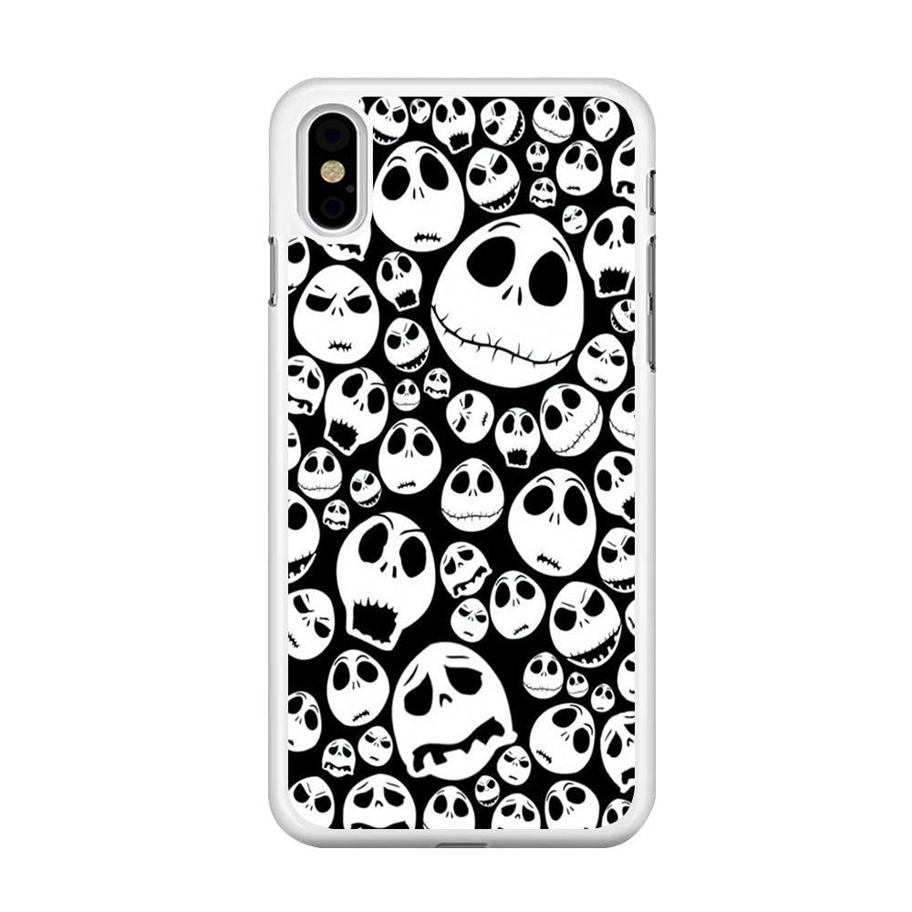 Lots of Face Doodle iPhone X Case-Rubber / White (2D Case)-Xtracase
