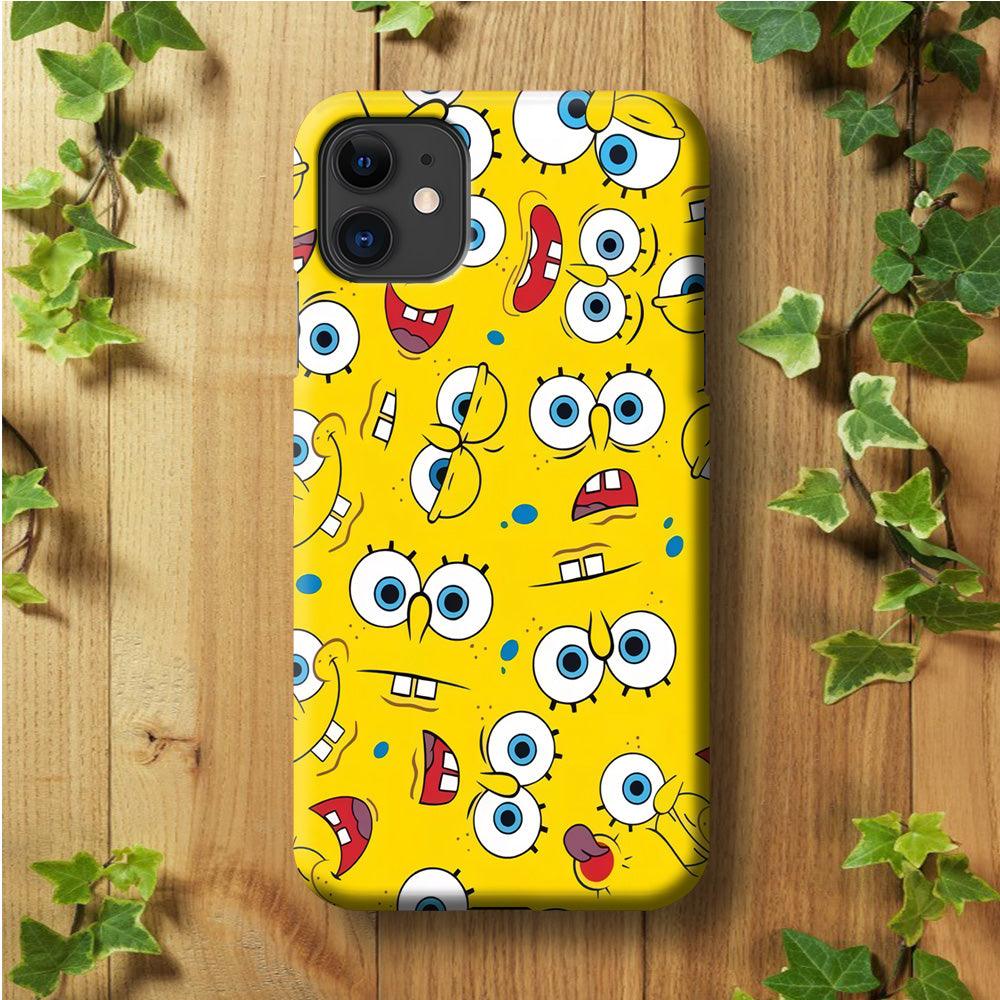Lots of Face Spongebob iPhone 11 Case-Plastic / Full Wrap (3D Case)-Xtracase