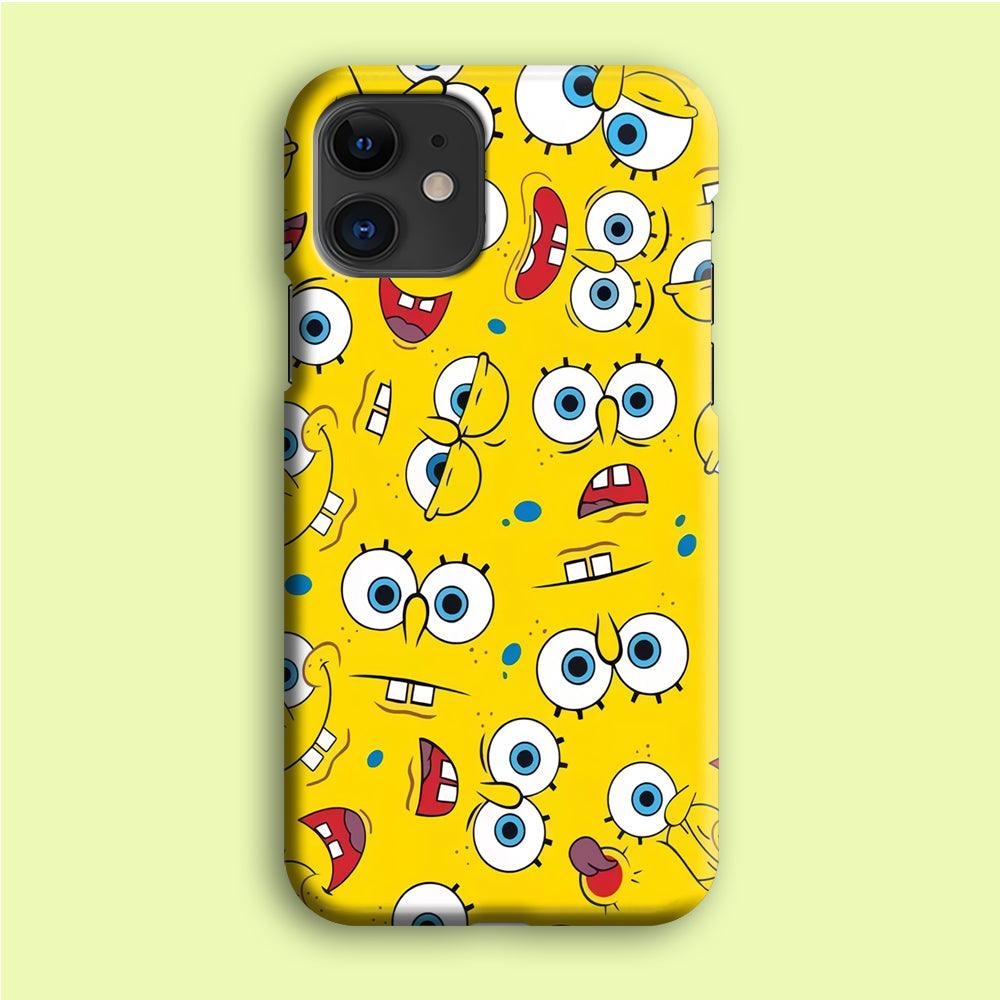 Lots of Face Spongebob iPhone 12 Mini Case-Plastic / Full Wrap (3D Case)-Xtracase