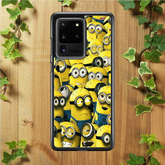 Lots of Minion Samsung Galaxy S20 Ultra Case-Rubber / White (2D Case)-Xtracase
