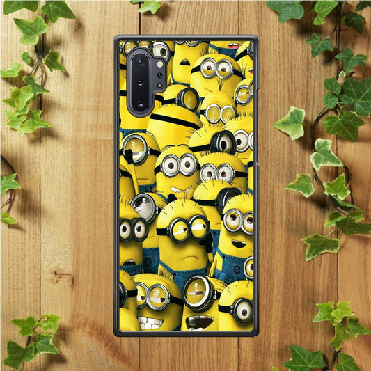 Lots of Minion Samsung Galaxy Note 10 Plus Case-Rubber / Black (2D Case)-Xtracase
