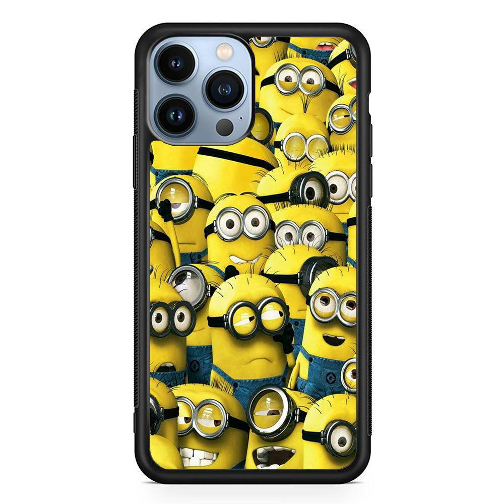 Lots of Minion iPhone 13 Pro Case-Rubber / Black (2D Case)-Xtracase