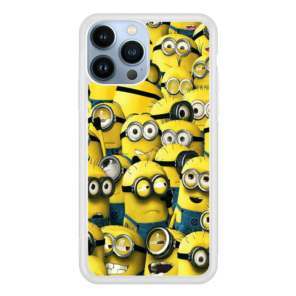 Lots of Minion iPhone 13 Pro Case-Rubber / White (2D Case)-Xtracase