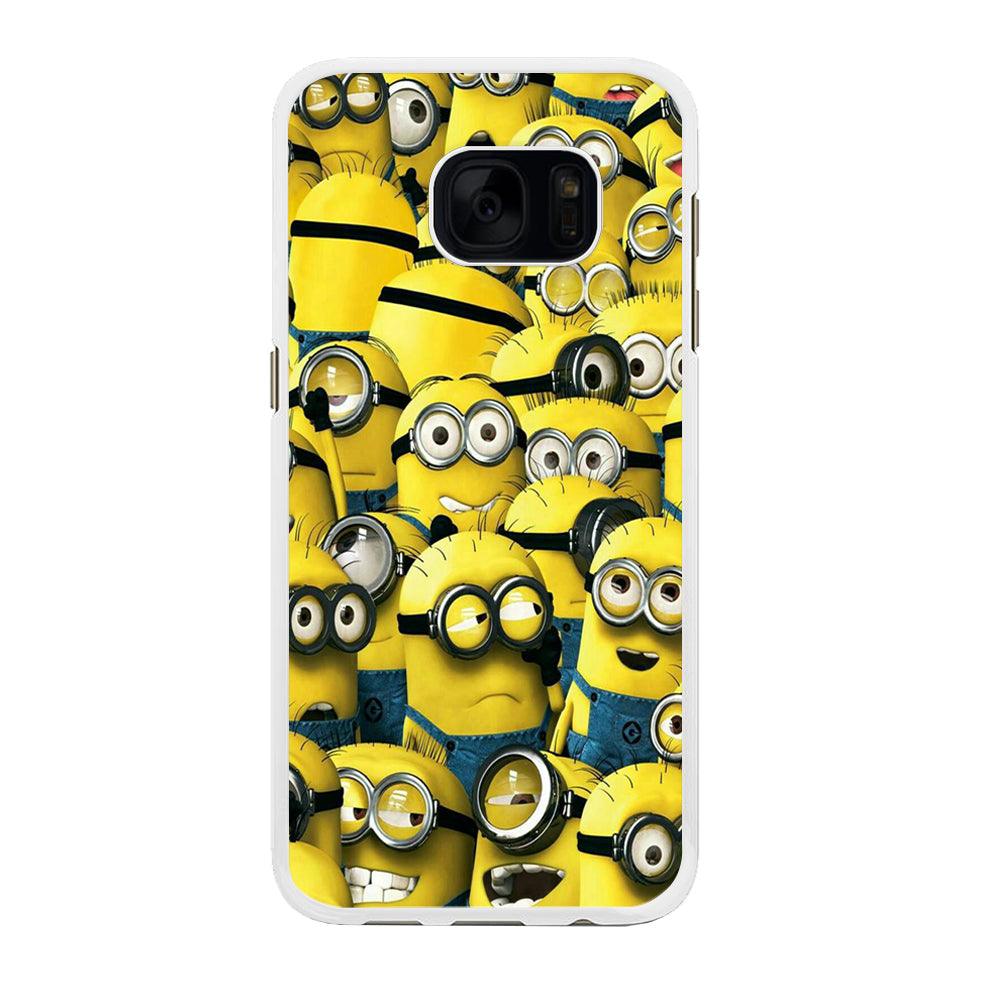 Lots of Minion Samsung Galaxy S7 Edge Case-Rubber / White (2D Case)-Xtracase