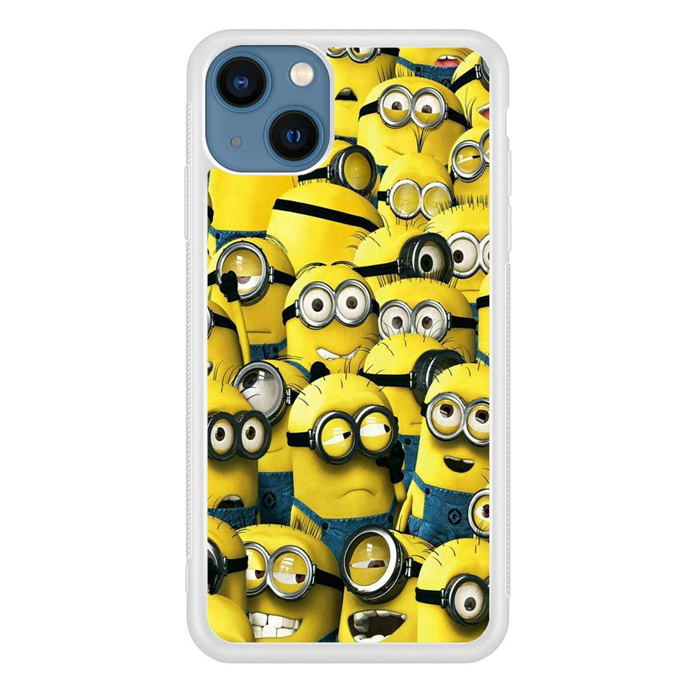 Lots of Minion iPhone 13 Mini Case-Rubber / White (2D Case)-Xtracase