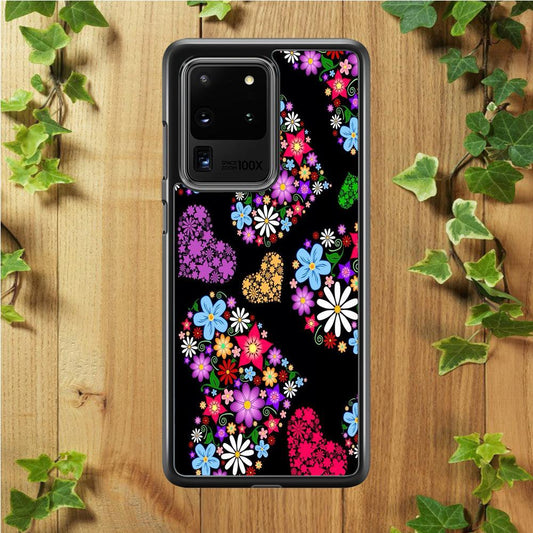Love Colorfull Flower Samsung Galaxy S20 Ultra Case-Rubber / White (2D Case)-Xtracase