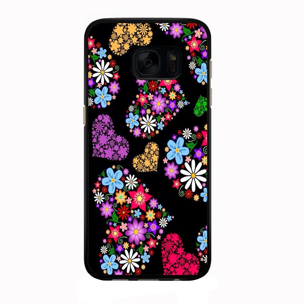 Love Colorfull Flower Samsung Galaxy S7 Edge Case-Rubber / Black (2D Case)-Xtracase
