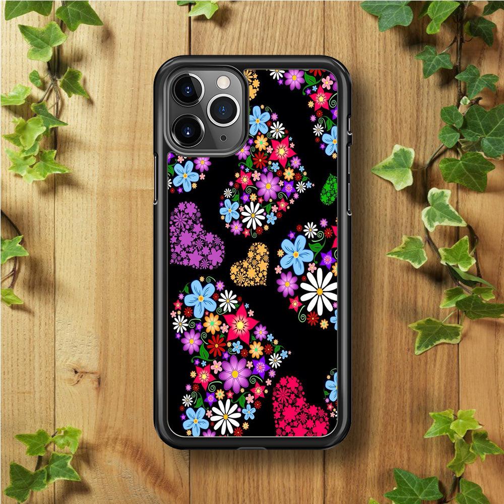 Love Colorfull Flower iPhone 11 Pro Case-Rubber / Black (2D Case)-Xtracase