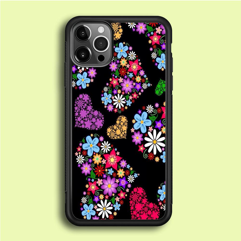 Love Colorfull Flower iPhone 12 Pro Case-Rubber / Black (2D Case)-Xtracase