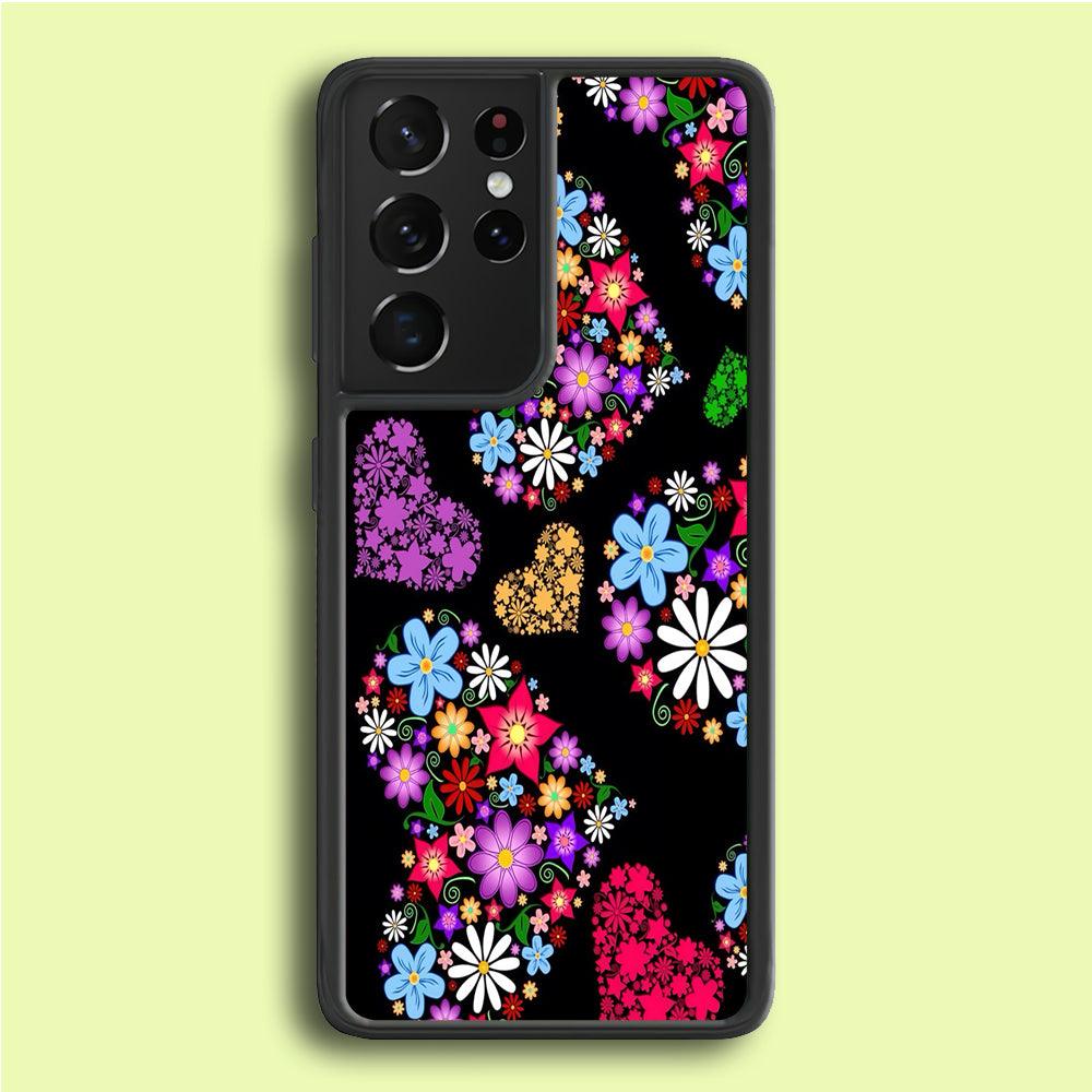 Love Colorfull Flower Samsung Galaxy S21 Ultra Case-Plastic / Full Wrap (3D Case)-Xtracase