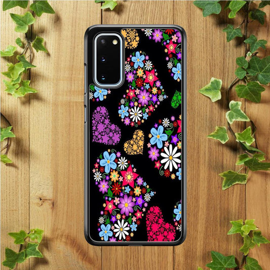 Love Colorfull Flower Samsung Galaxy S20 Case-Rubber / Black (2D Case)-Xtracase