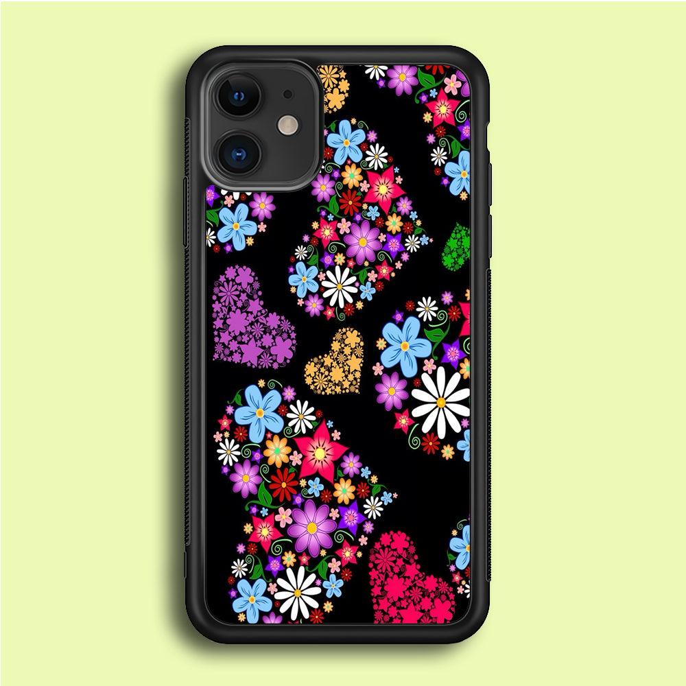 Love Colorfull Flower iPhone 12 Mini Case-Rubber / Black (2D Case)-Xtracase