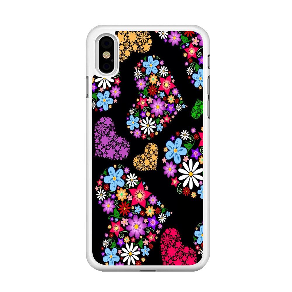 Love Colorfull Flower iPhone Xs Max Case-Rubber / White (2D Case)-Xtracase