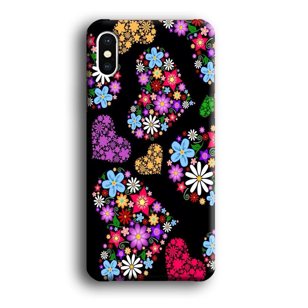 Love Colorfull Flower iPhone Xs Case-Plastic / Full Wrap (3D Case)-Xtracase