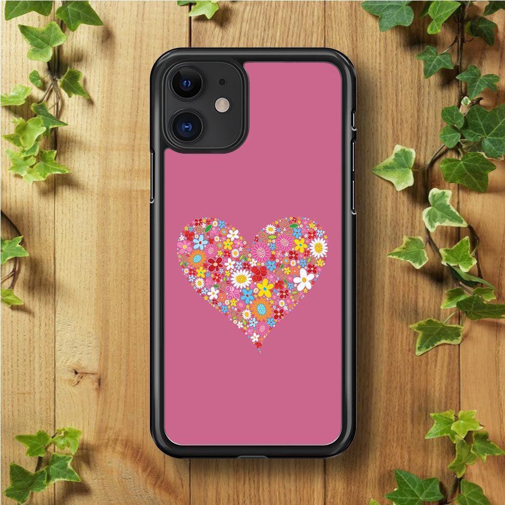 Love Flower iPhone 11 Case-Rubber / Black (2D Case)-Xtracase