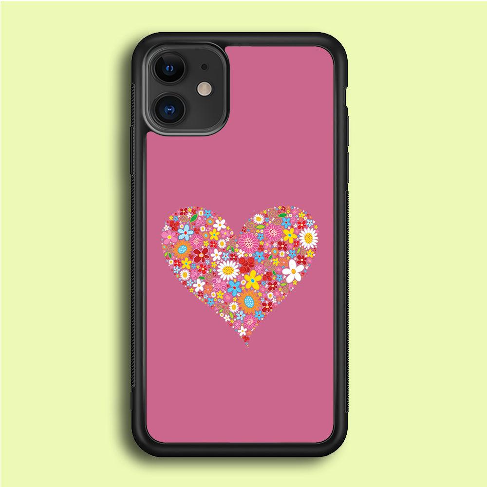 Love Flower iPhone 12 Case-Rubber / Black (2D Case)-Xtracase