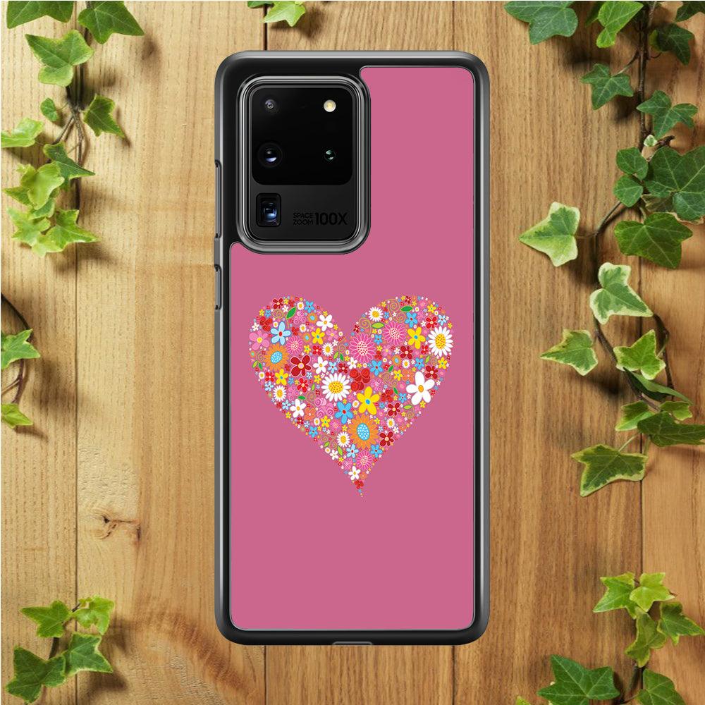 Love Flower Samsung Galaxy S20 Ultra Case-Rubber / White (2D Case)-Xtracase