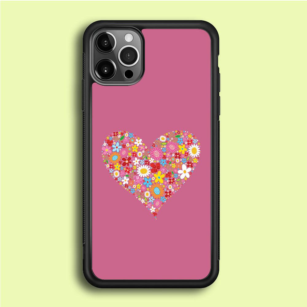 Love Flower iPhone 12 Pro Case-Rubber / Black (2D Case)-Xtracase