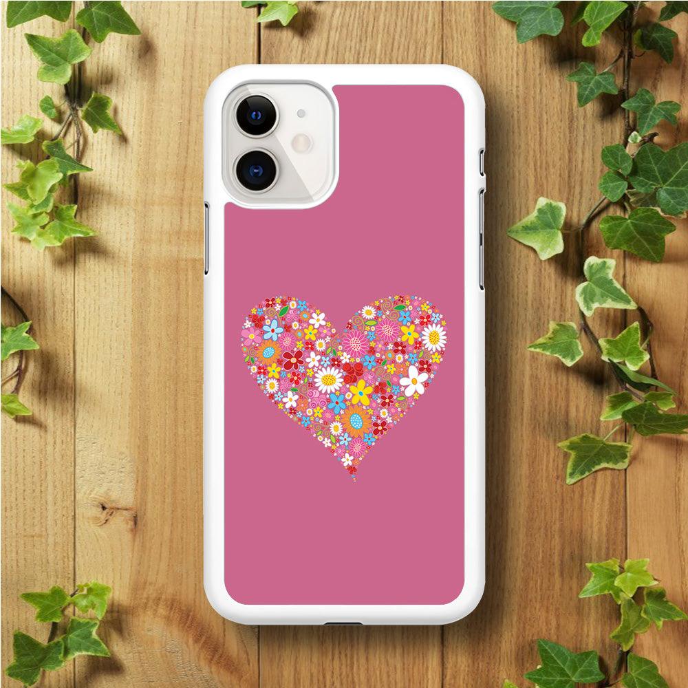 Love Flower iPhone 11 Case-Rubber / White (2D Case)-Xtracase