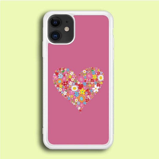 Love Flower iPhone 12 Case-Rubber / White (2D Case)-Xtracase